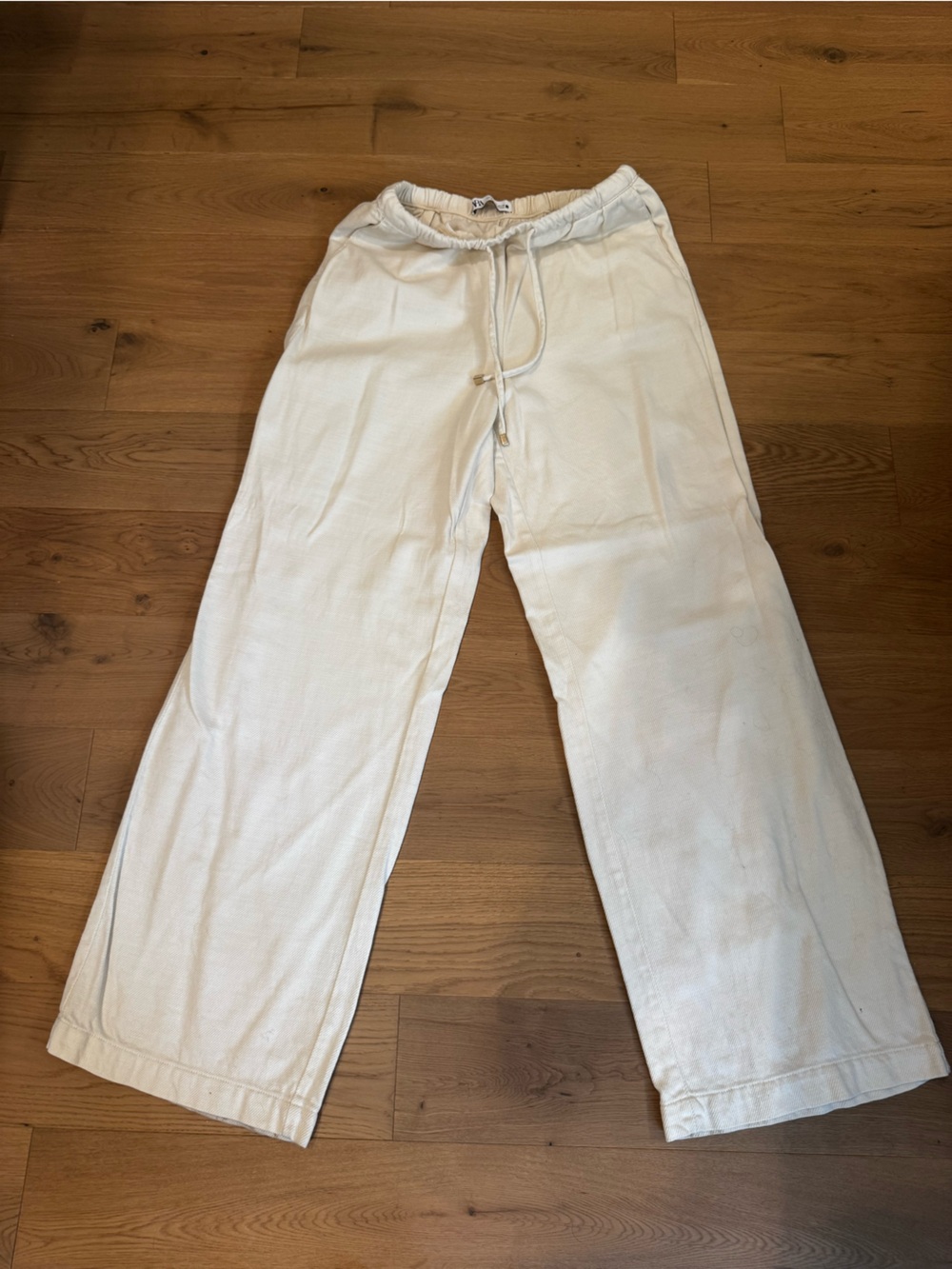 Women's beige Drawstring Waist linen pants